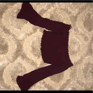 LA HEARTS maroon off shoulder wide sleeve top